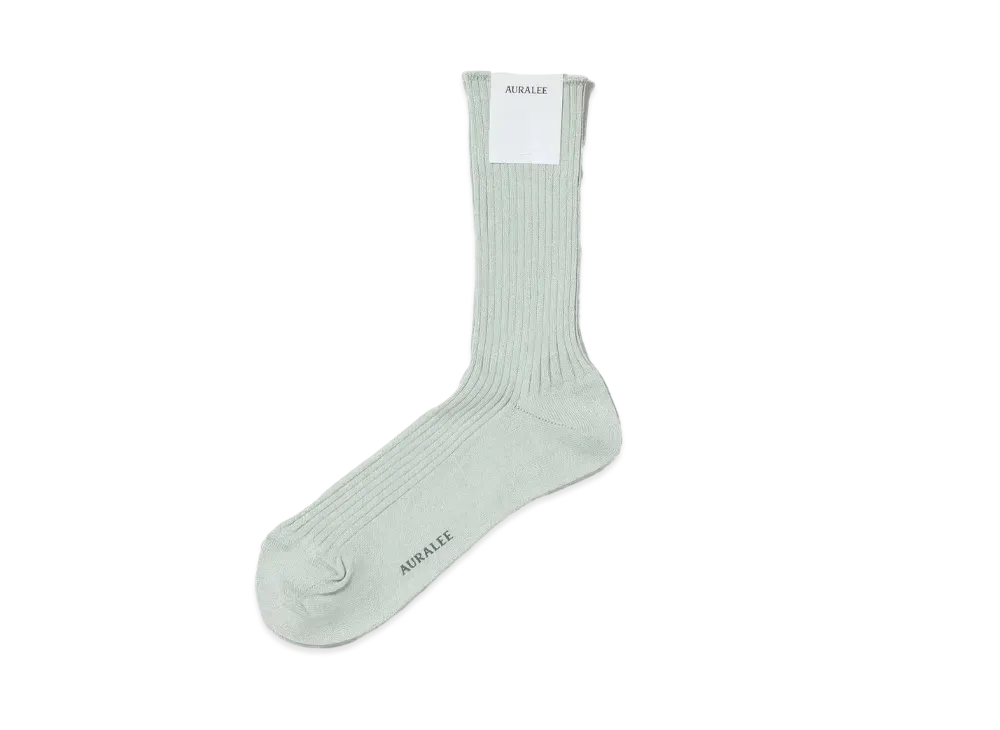 AURALEE Giza High Gauge Socks "Pale Green"