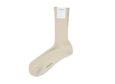 AURALEE Giza High Gauge Socks "Beige"
