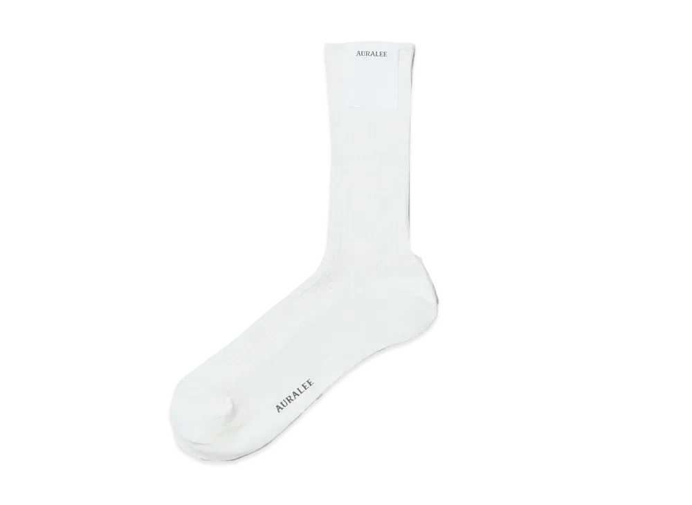 AURALEE Giza High Gauge Socks "White"