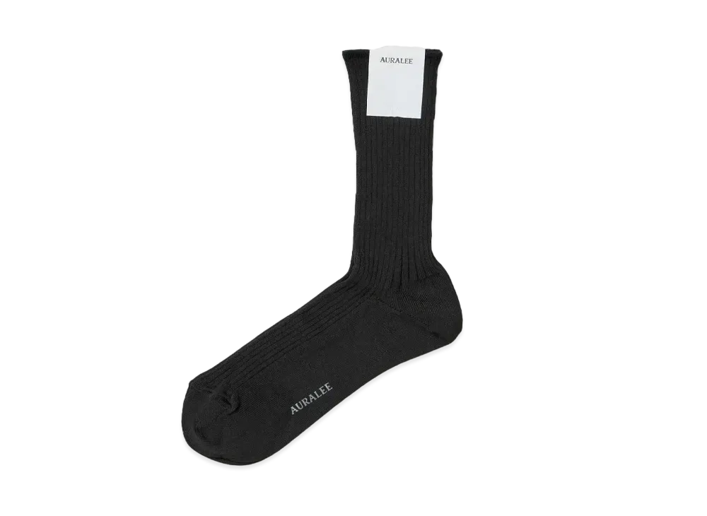 AURALEE Giza High Gauge Socks "Black"
