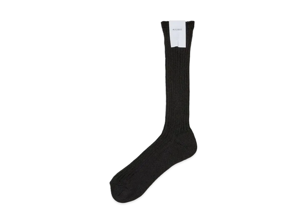 AURALEE Cotton Rib Low Gauge Socks "Black"