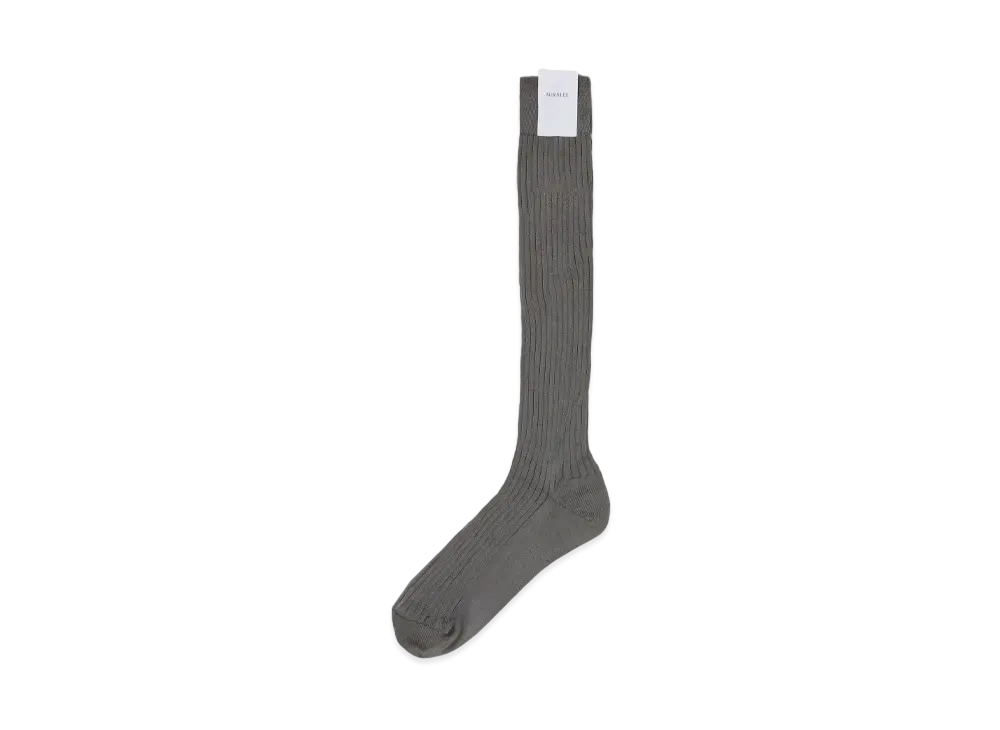 AURALEE Giza Cotton Rib High Socks "Dark Gray"