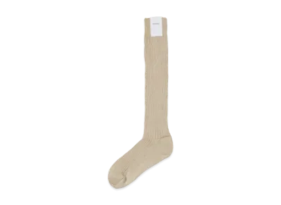 AURALEE Giza Cotton Rib High Socks "Light Beige"