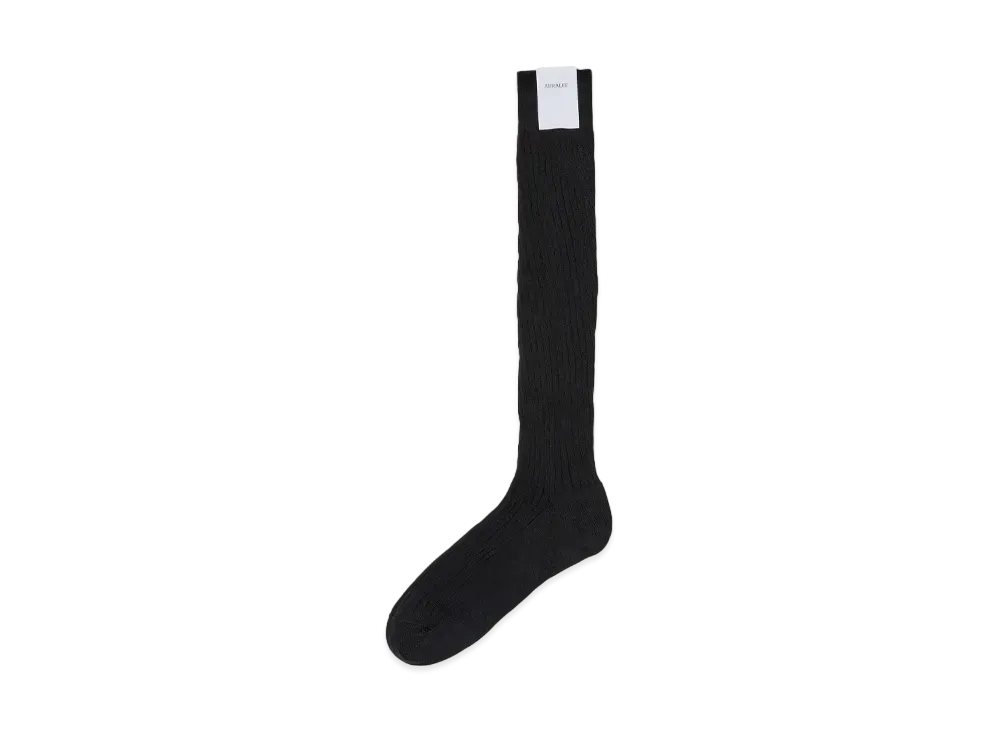 AURALEE Giza Cotton Rib High Socks "Black"