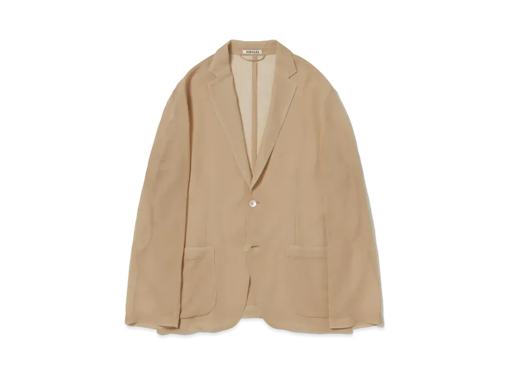 AURALEE Wool Recycle Polyester Leno Sheer Jacket "Pink Beige"