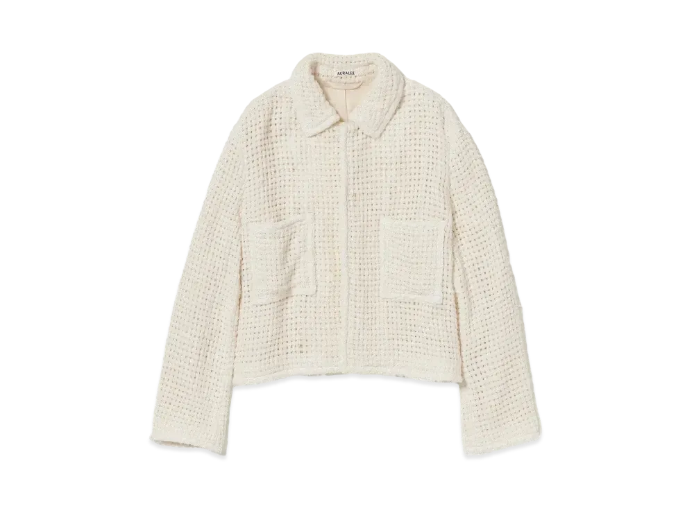 AURALEE Homespun Summer Tweed Mesh Blouson "Off White"