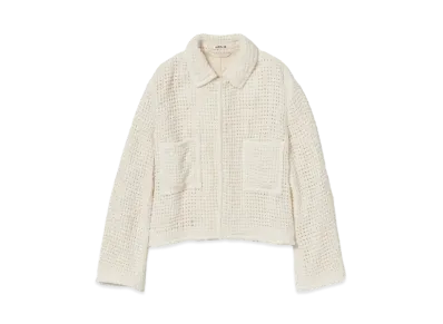 AURALEE Homespun Summer Tweed Mesh Blouson "Off White"