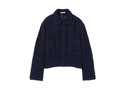 AURALEE Homespun Summer Tweed Mesh Blouson "Navy"