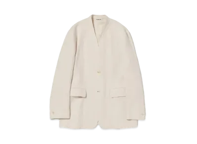 AURALEE Double Cloth Linen No Collar Jacket "Ivory"