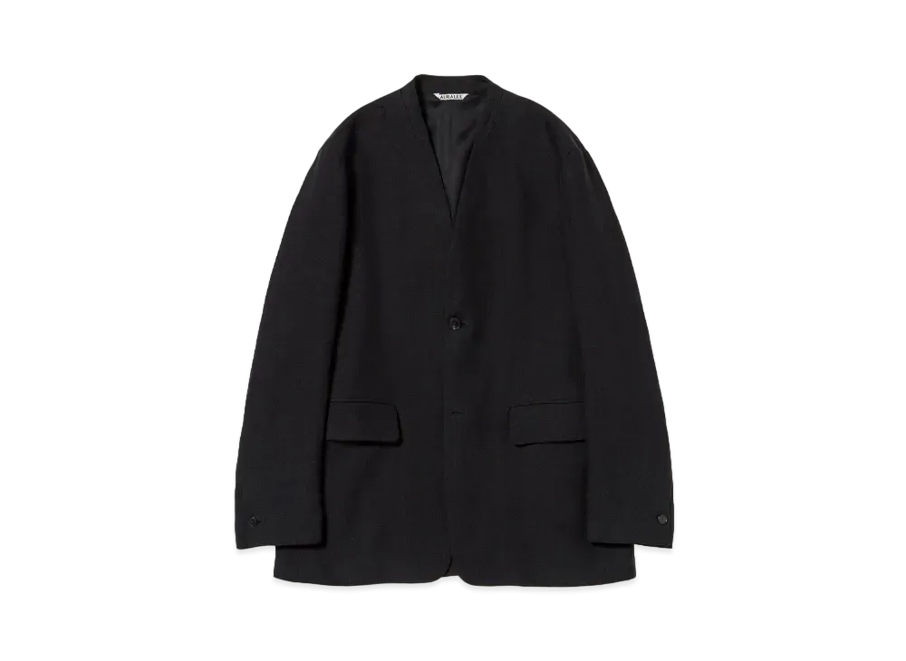 AURALEE Double Cloth Linen No Collar Jacket "Black"