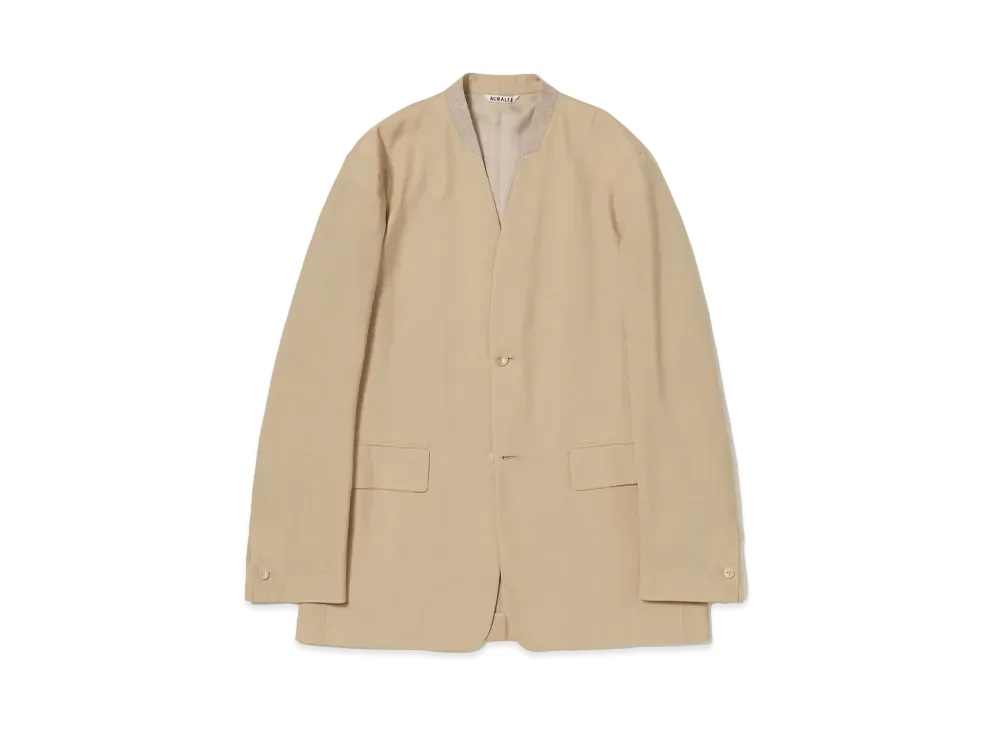 AURALEE Super Fine Tropical Wool No Collar Jacket "Top Beige"