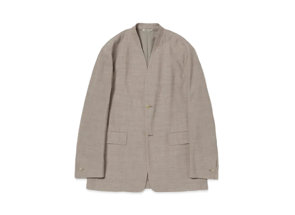 AURALEE Super Fine Tropical Wool No Collar Jacket "Top Gray Beige"