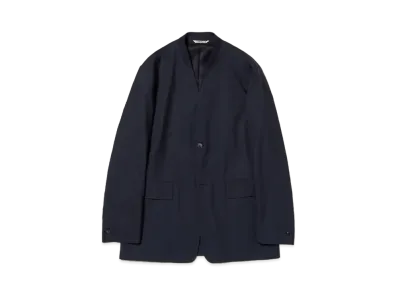 AURALEE Super Fine Tropical Wool No Collar Jacket "Dark Navy"
