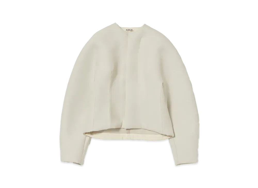 AURALEE Sponge Tropical Wool No Collar Blouson "Ivory"