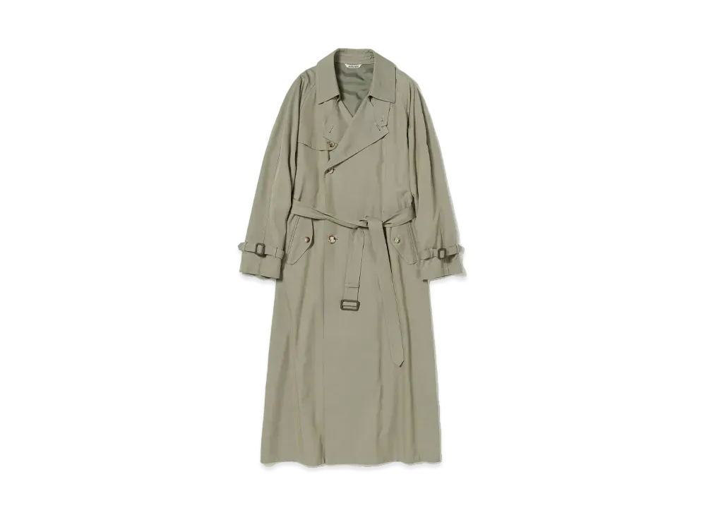 AURALEE Washed Finx Silk Chambray Trench Coat "Gray Chambray"