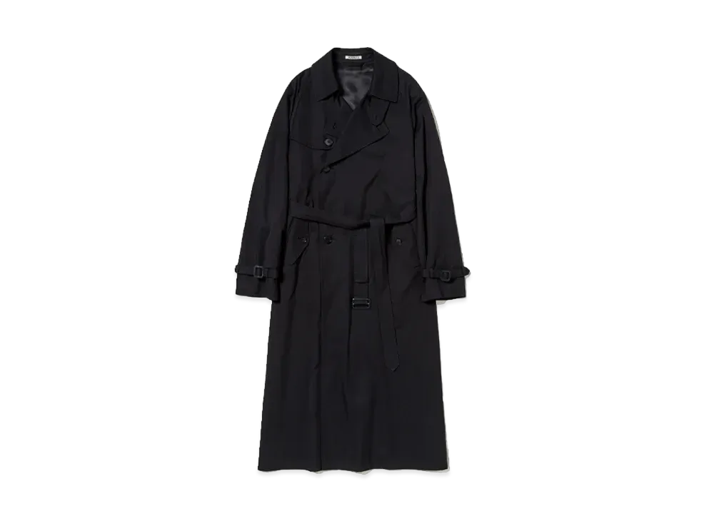 AURALEE Washed Finx Silk Chambray Trench Coat "Black Chambray"