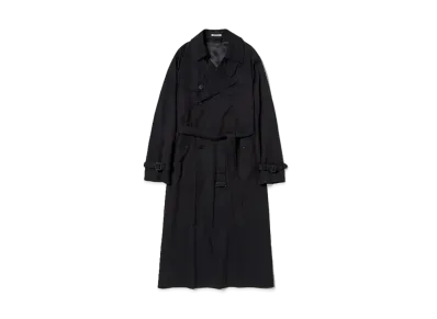 AURALEE Washed Finx Silk Chambray Trench Coat "Black Chambray"