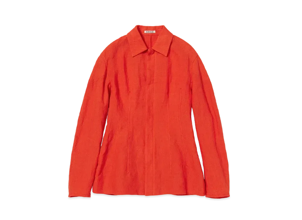 AURALEE Linen Silk Tweed Blouson "Red"