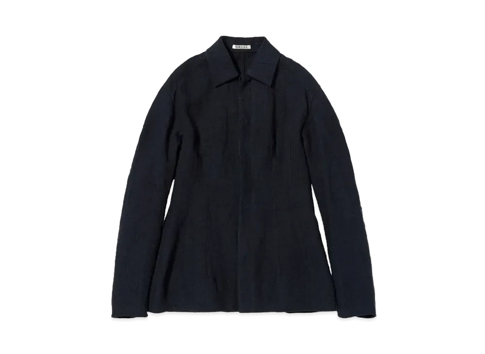 AURALEE Linen Silk Tweed Blouson "Dark Navy"