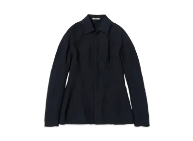AURALEE Linen Silk Tweed Blouson "Dark Navy"