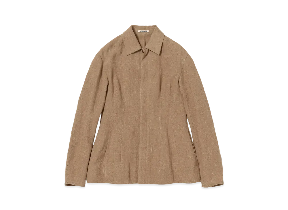 AURALEE Linen Silk Tweed Blouson "Brown"
