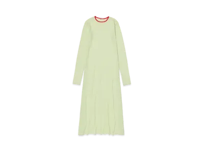 AURALEE Hard Twist High Gauge Wool Silk Knit Dress "Lime Yellow"