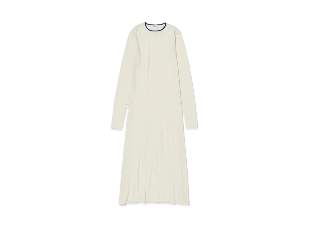 AURALEE Hard Twist High Gauge Wool Silk Knit Dress "Ivory"