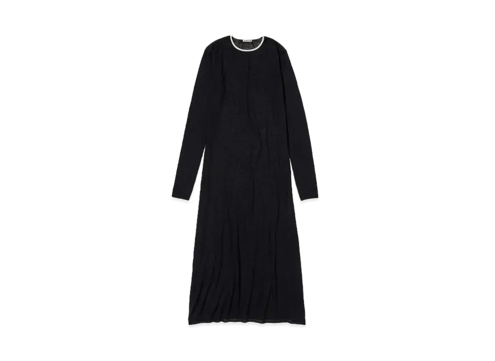 AURALEE Hard Twist High Gauge Wool Silk Knit Dress "Black"