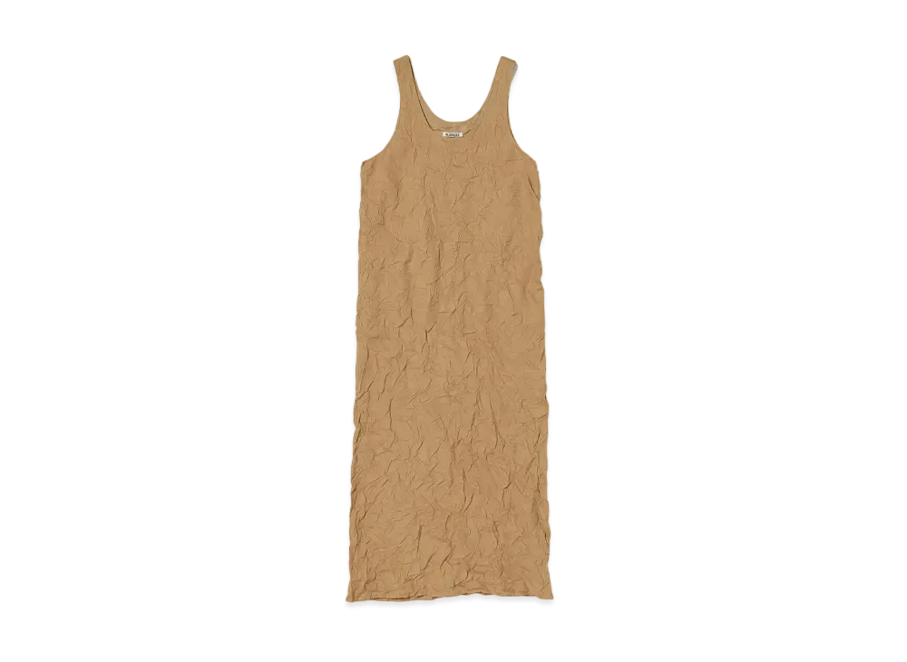 AURALEE Wrinkled Washed Finx Twill Dress "Brown"