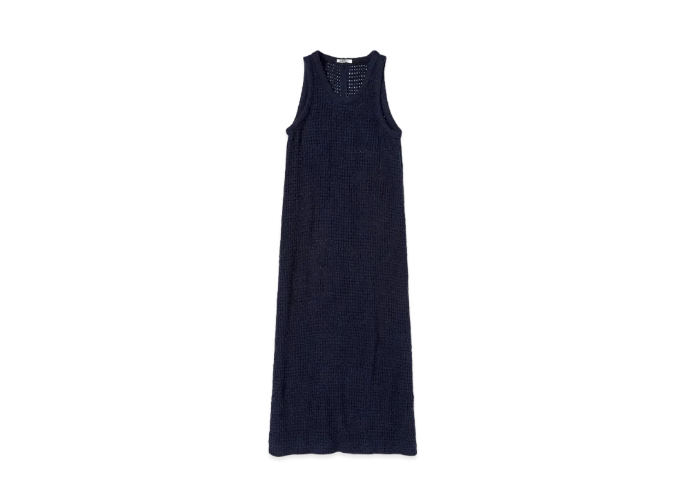AURALEE Homespun Summer Tweed Mesh Dress "Navy"