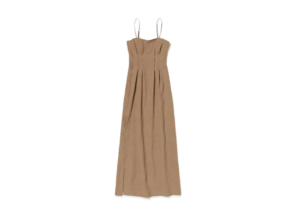 AURALEE Linen Silk Tweed Dress "Brown"