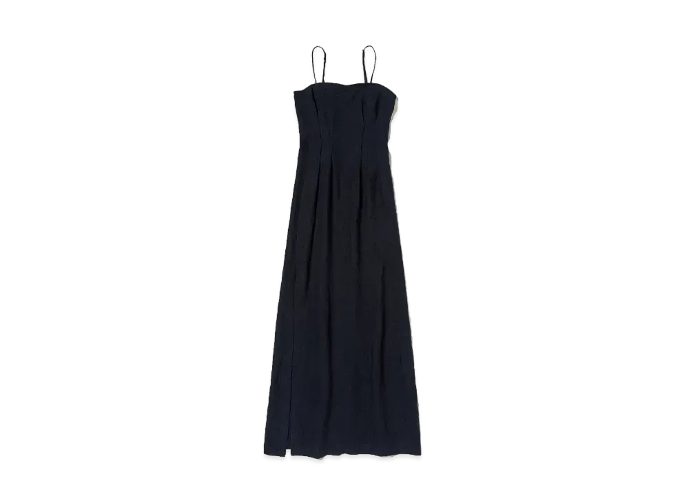 AURALEE Linen Silk Tweed Dress "Dark Navy"