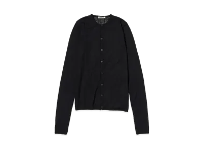 AURALEE Hard Twist High Gauge Wool Silk Knit Cardigan "Black"
