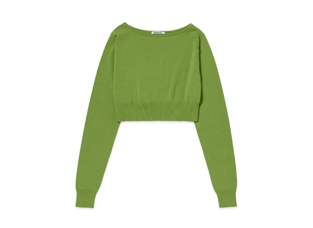 AURALEE Super High Gauge Cotton Knit Short P/O "Sage Green"