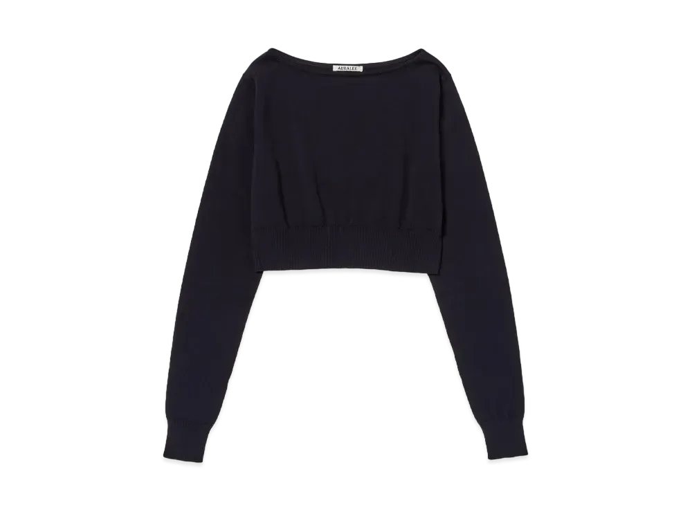 AURALEE Super High Gauge Cotton Knit Short P/O "Dark Navy"