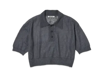 AURALEE Kid Mohair Sheer Knit Short Polo "Dark Gray"