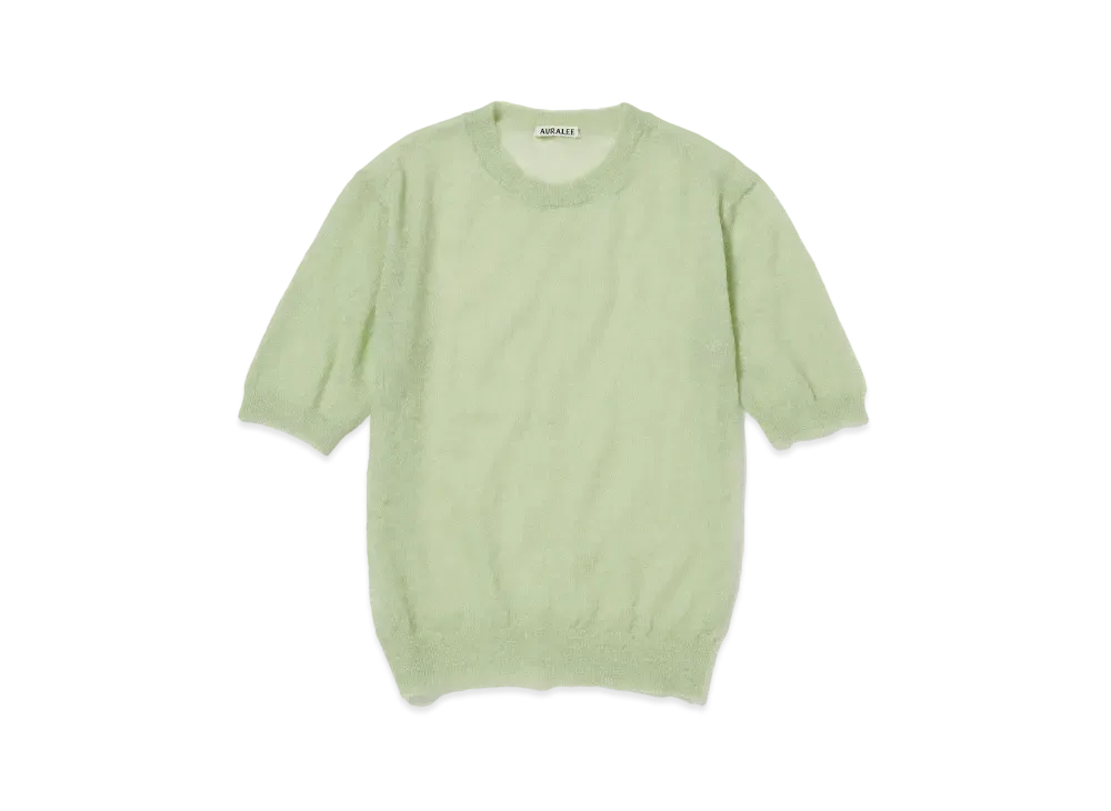 AURALEE Kid Mohair Sheer Knit Tee "Light Green"