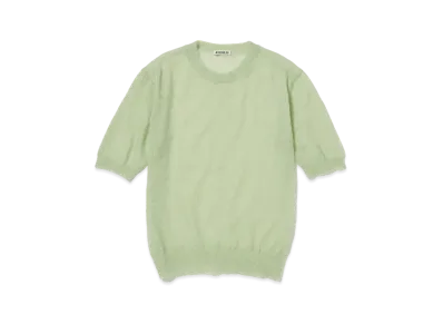 AURALEE Kid Mohair Sheer Knit Tee "Light Green"