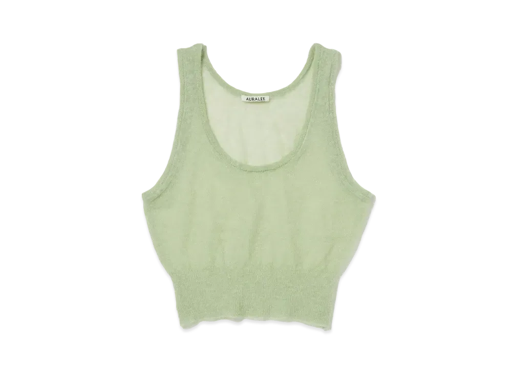 AURALEE Kid Mohair Sheer Knit Tank "Light Green"