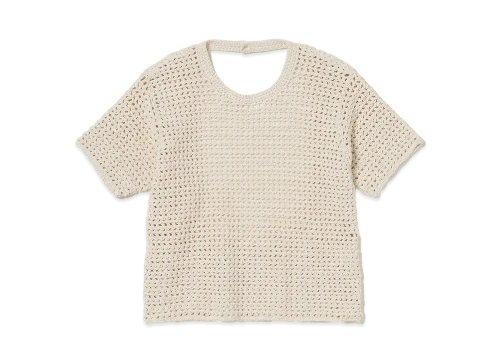 AURALEE Hand Crochet Knit Tee "Ivory"