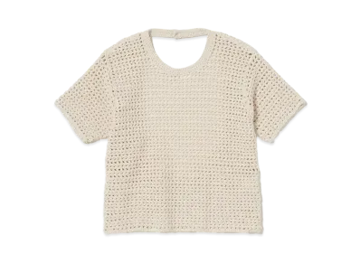 AURALEE Hand Crochet Knit Tee "Ivory"