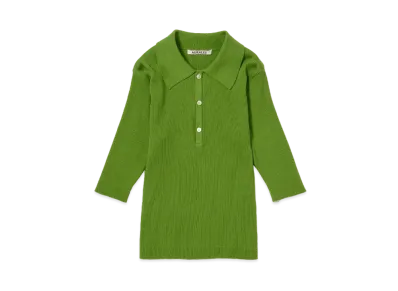 AURALEE GIZA High Gauge Rib Knit Polo "Green"