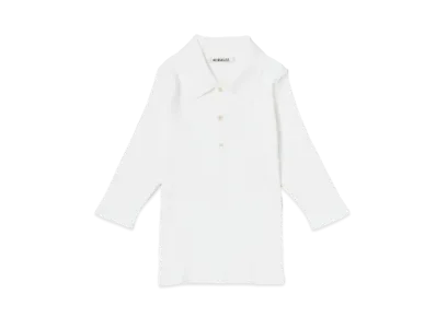 AURALEE GIZA High Gauge Rib Knit Polo "White"