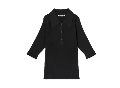 AURALEE GIZA High Gauge Rib Knit Polo "Black"
