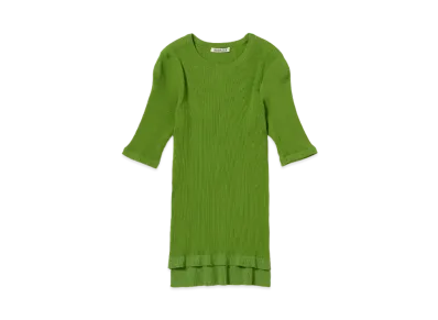AURALEE GIZA High Gauge Rib Knit Tee "Green"