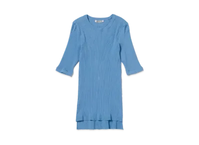 AURALEE GIZA High Gauge Rib Knit Tee "Light Blue"