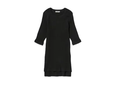 AURALEE GIZA High Gauge Rib Knit Tee "Black"