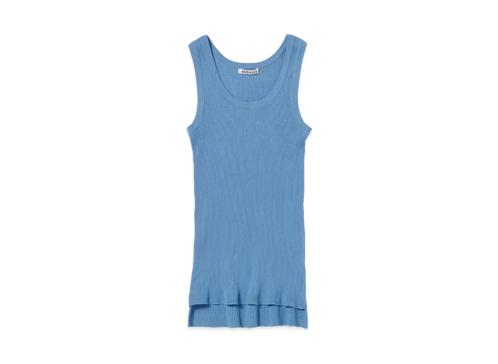 AURALEE GIZA High Gauge Rib Knit Tank "Light Blue"