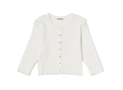AURALEE GIZA High Gauge Rib Knit Short Cardigan "White"