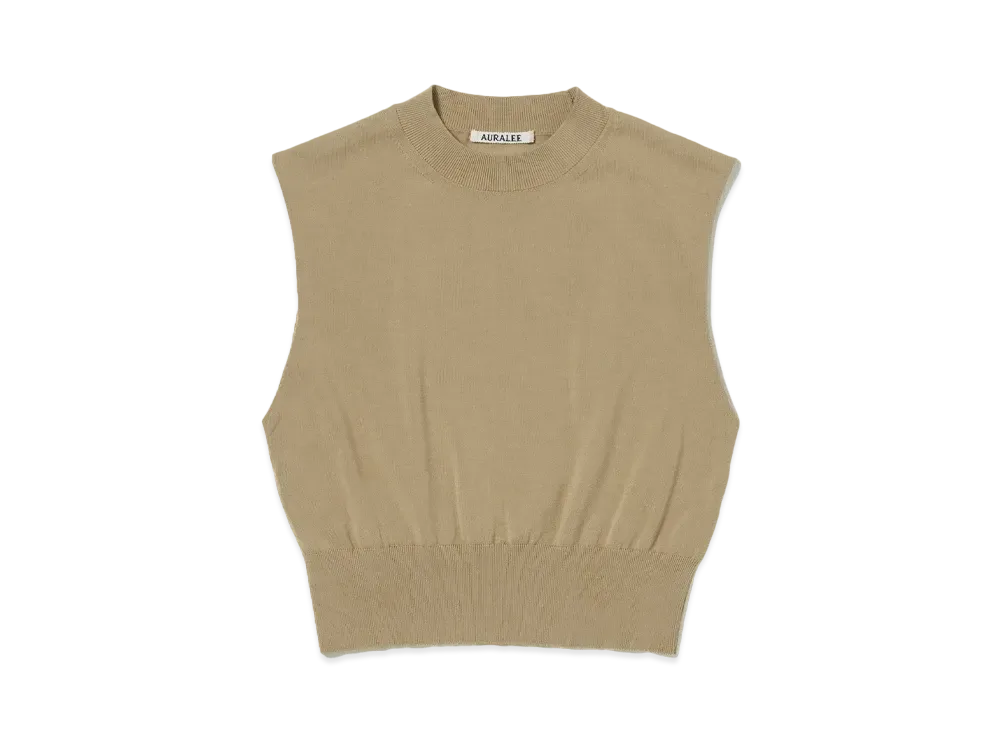 AURALEE Super High Gauge Cotton Knit Sleeveless "Beige"
